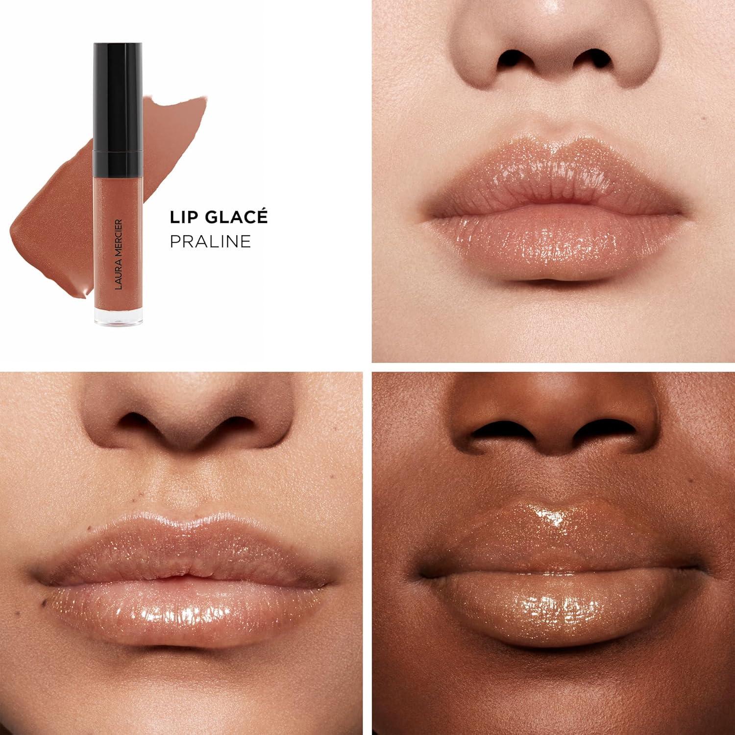 imageLaura Mercier Lip Glac Balm Gloss HighShine Finish 24HR Moisture Improves Hydration Smooth and Even Application Infused with Jojoba Oil85 Praline  Bronze Nude With Gold Pearl