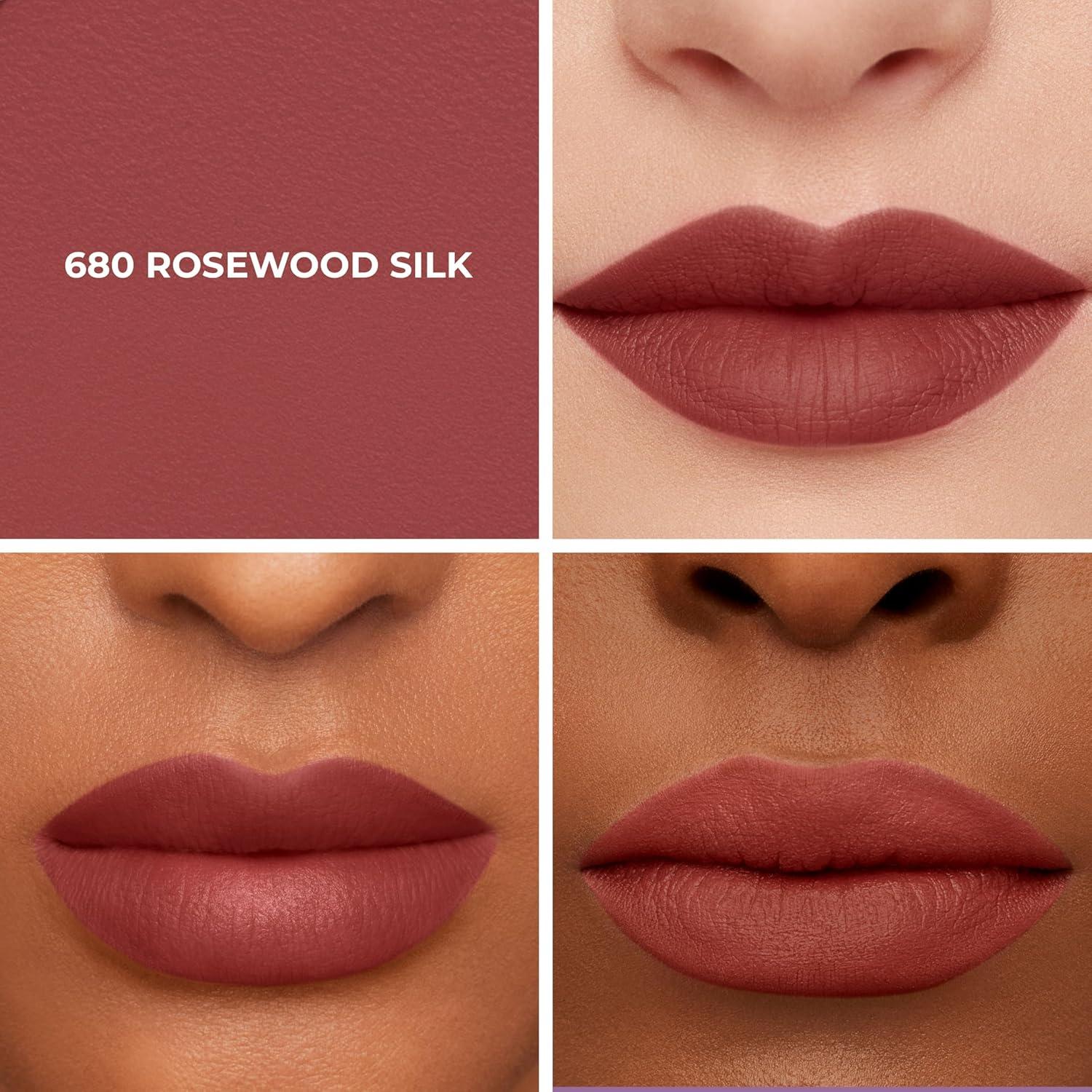 imageLaura Mercier Caviar Smoothing Matte Lipstick 16HR Hydration Long Lasting Wear High Impact Color Smudge ampamp TransferProof Hyaluronic Acid and Vitamin E Infused680 Rosewood Silk