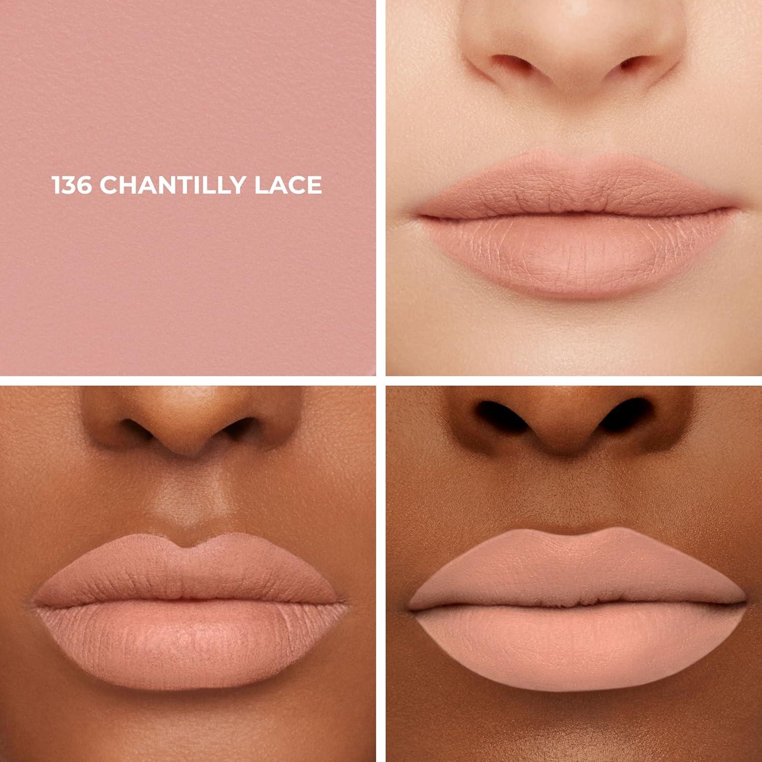 imageLaura Mercier Caviar Smoothing Matte Lipstick 16HR Hydration Long Lasting Wear High Impact Color Smudge ampamp TransferProof Hyaluronic Acid and Vitamin E Infused136 Chantilly Lace  Pale Muted Peach Beige