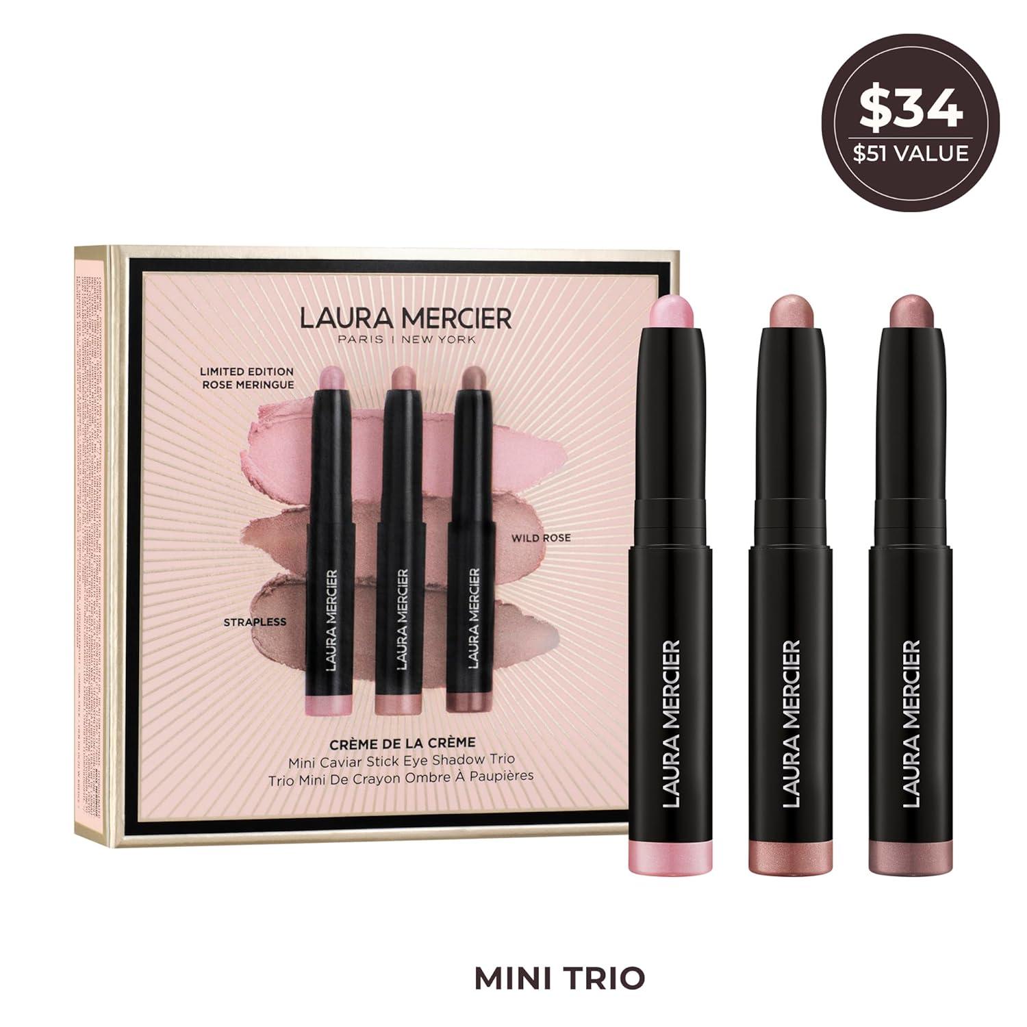 imageLaura Mercier Caviar Stick Cream Eyeshadow Shimmer and Matte Finishes 24HR Wear Long Lasting Rich Color Easily Blendable and Buildable Waterproof Hyaluronic Acid InfusedStrapless  Wild Rose and Rose Meringue