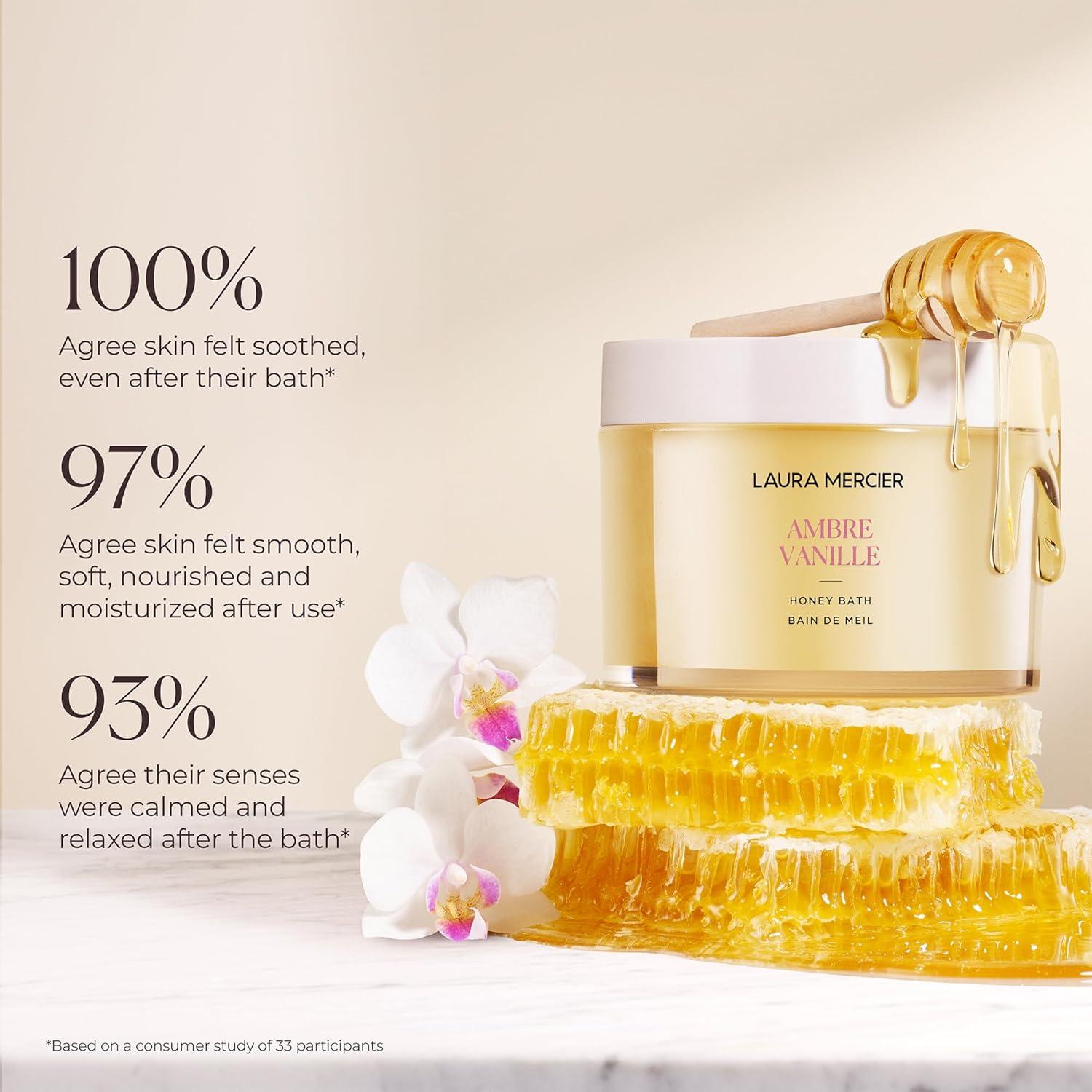 imageLaura Mercier Honey Bath Gel Foaming Bubble Bath LongLasting Hydration Helps Maintain Skins Moisture Provides Visible Radiance Suitable for All Skin TypesAmbre Vanille