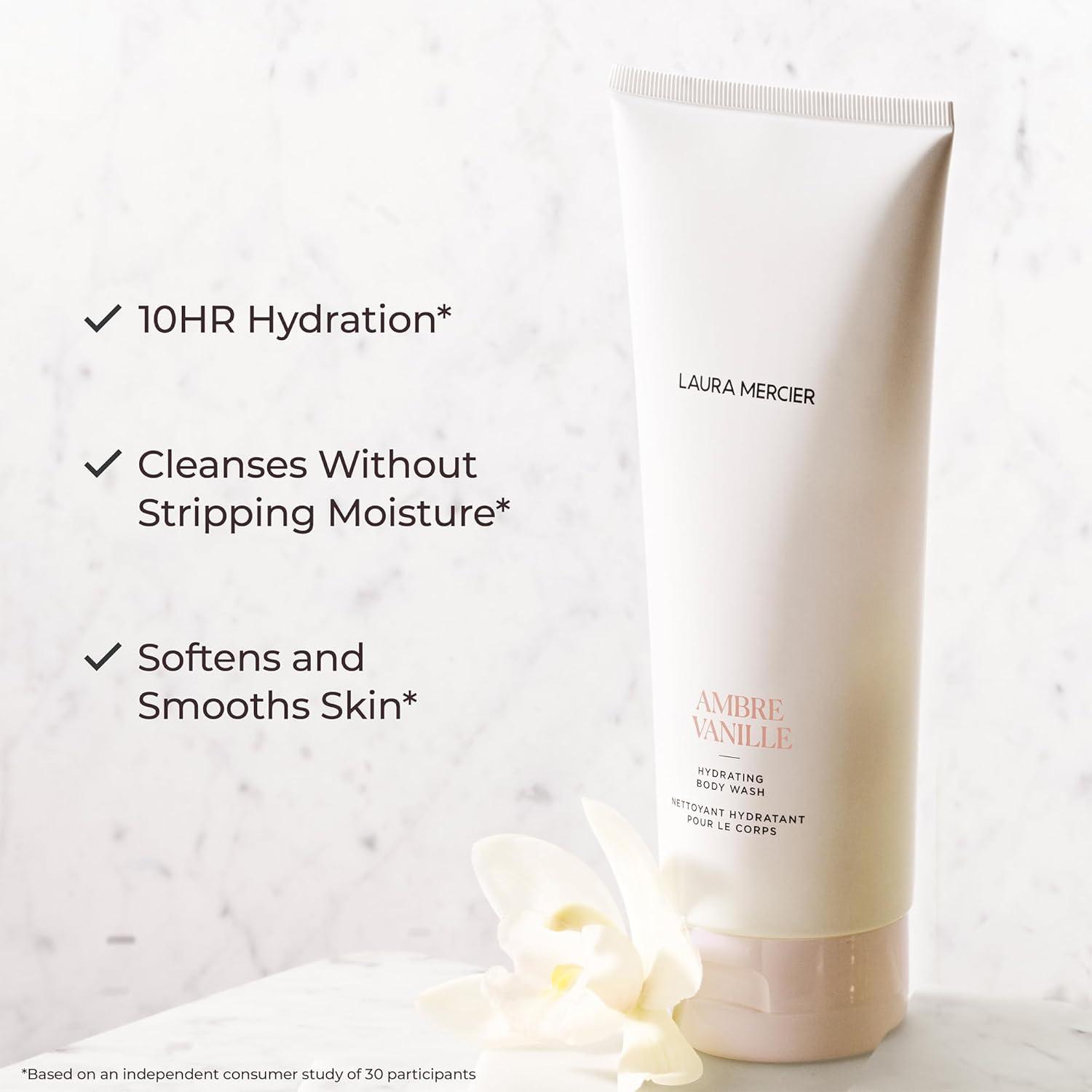 imageLaura Mercier Hydrating Body Wash Foaming Daily Body Cleanser Up to 10HR Hydration Softens and Smooths Skin NonDrying Formula Creamy Gel TextureAmbre Vanille