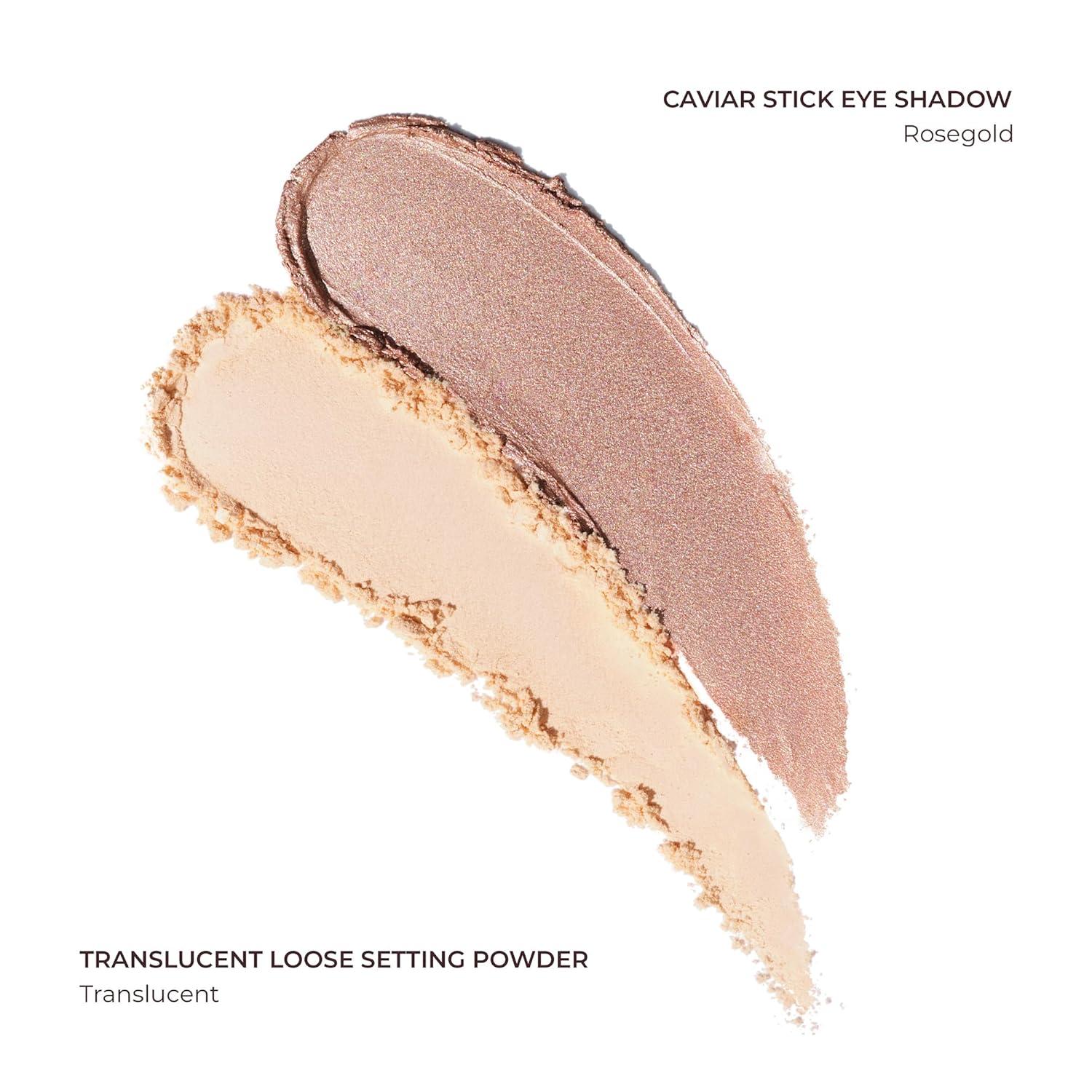 imageLaura Mercier Translucent Loose Setting Powder 24HR Shine Control Infused with Vitamins C  E Soft Matte Finish Normal to Oily Skin 4 Shades for Virtually All Skin Tones Holiday Gift SetTranslucent Set Rosegold Caviar Stick Included