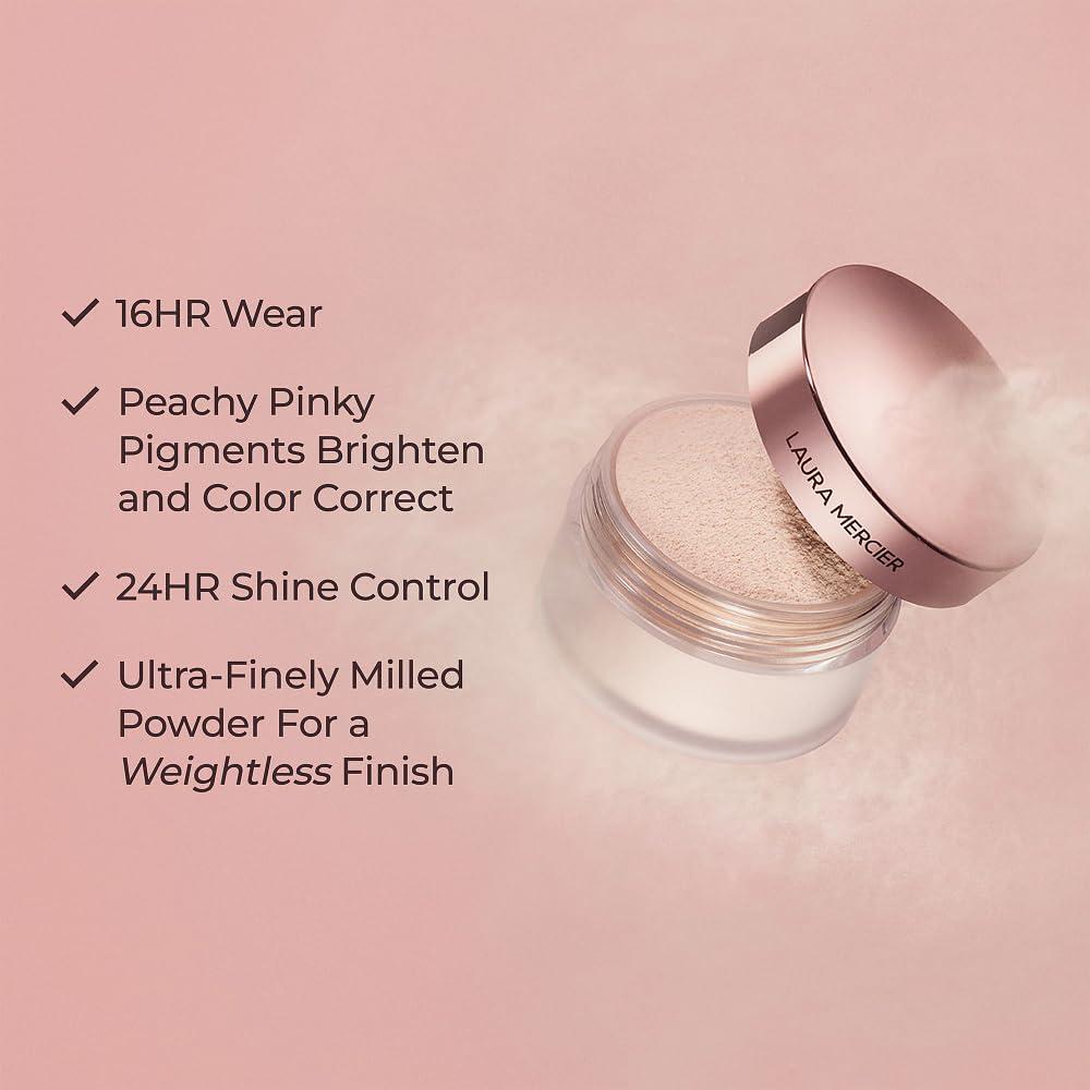 imageLaura Mercier Translucent Loose Setting Powder 24HR Shine Control Infused with Vitamins C  E Soft Matte Finish Normal to Oily Skin 4 Shades for Virtually All Skin Tones Holiday Gift SetRose