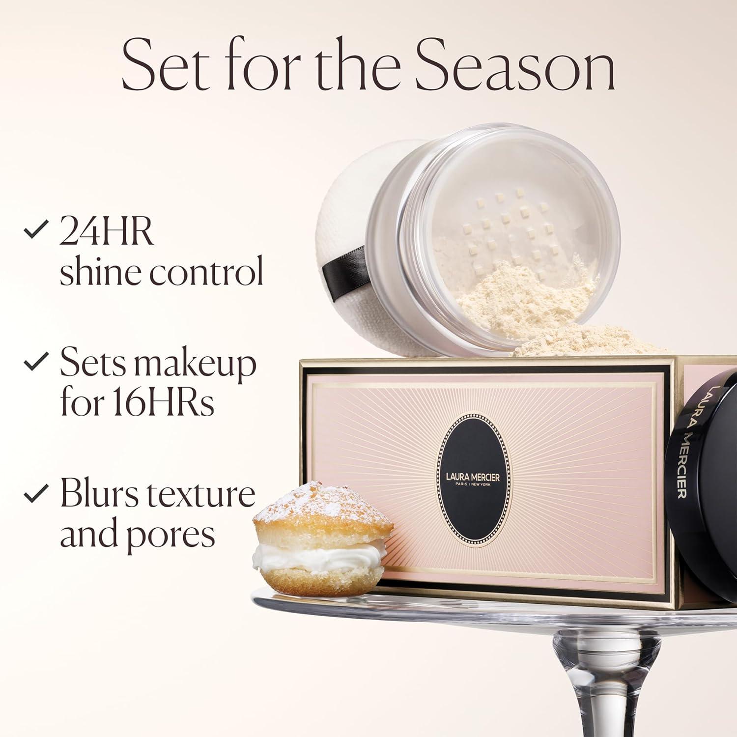 imageLaura Mercier Translucent Loose Setting Powder 24HR Shine Control Infused with Vitamins C  E Soft Matte Finish Normal to Oily Skin 4 Shades for Virtually All Skin Tones Holiday Gift SetTranslucent Set Velour Puff Included