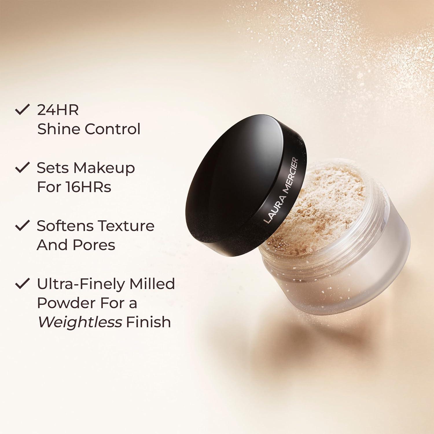 imageLaura Mercier Translucent Loose Setting Powder 24HR Shine Control Infused with Vitamins C  E Soft Matte Finish Normal to Oily Skin 4 Shades for Virtually All Skin Tones Holiday Gift SetTranslucent Set Rosegold Caviar Stick Included