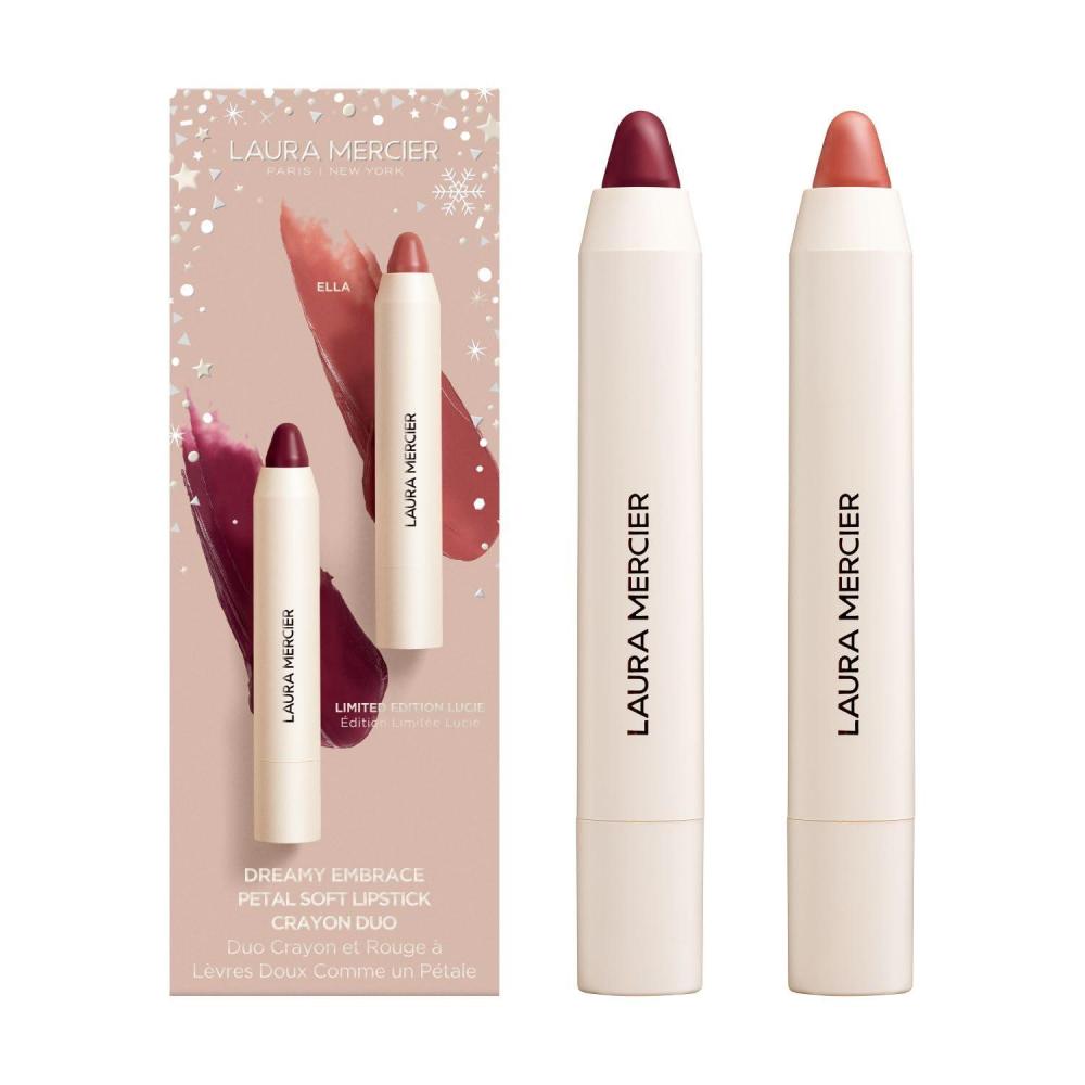 imageLaura Mercier Petal Soft Lipstick Crayon 24HR Lip Softening Hydration 12HR Sheer Matte Lip Color Comfortable Weightless Wear Diffused Blurred Effect Limited Edition SetElla and Lucie Limited Edition Duo