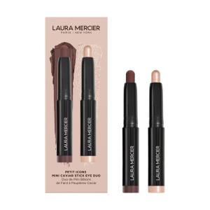 Laura Mercier Caviar Stick Cream Eyeshadow: Shimmer and Matte Finishes, 24HR Wear, Long Lasting, Rich Color, Easily Blendable and Buildable, Waterproof, Hyaluronic Acid Infused(Shimmer Rosegold and Matte Dark Cacao)