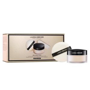 Laura Mercier Translucent Loose Setting Powder, 24HR Shine Control, Infused with Vitamins C + E, Soft Matte Finish, Normal to Oily Skin, 4 Shades for Virtually All Skin Tones, Holiday Gift Set(Translucent Set (Velour Puff Included))