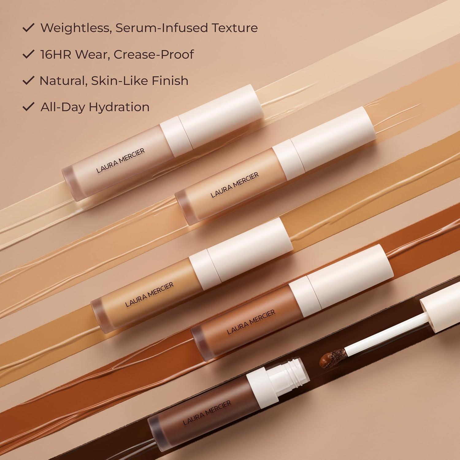 imageLaura Mercier Real Flawless Waterproof Liquid Foundation 12 HR FadeProof Wear Hydrating 2N1 Cashew  Real Flawless Weightless Perfecting Serum Concealer 16HR CreaseProof Wear 2N1 Bundle