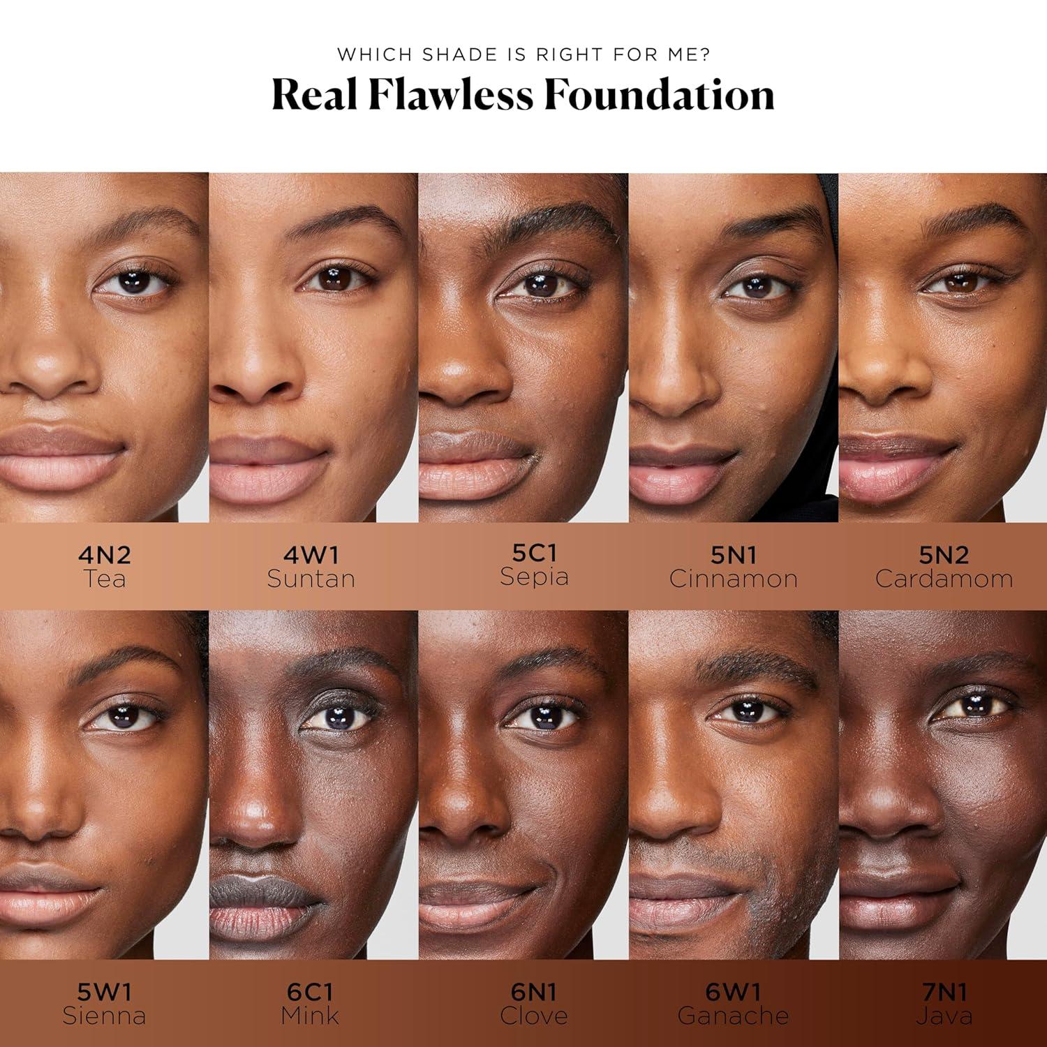 imageLaura Mercier Real Flawless Waterproof Liquid Foundation 12 HR FadeProof Wear Hydrating 6W1 Ganache  Translucent Loose Setting Powder in Medium Deep 24 HR Shine Control Soft Matte Finish Bundle
