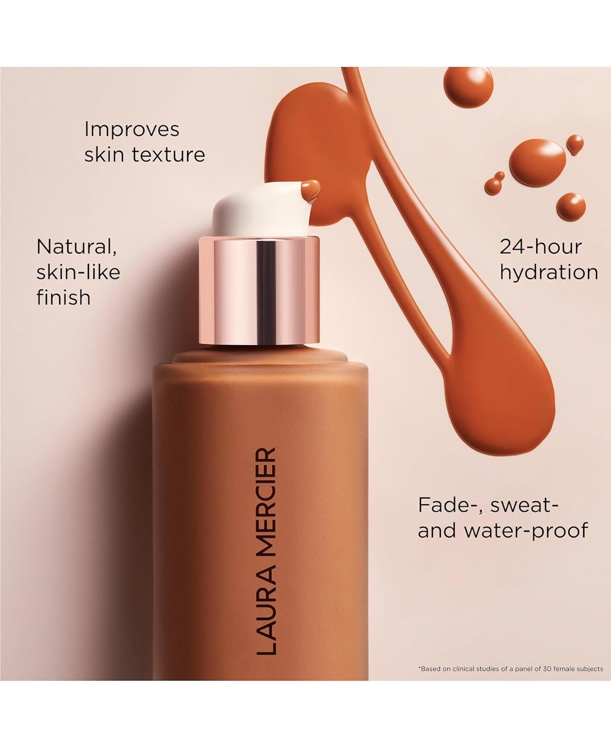 imageLaura Mercier Real Flawless Weightless Perfecting Waterproof Liquid Foundation MediumBuildable Coverage 12 HR FadeProof Wear Hydrating NonComedogenic 0N1 Silk  Foundation Brush Bundle