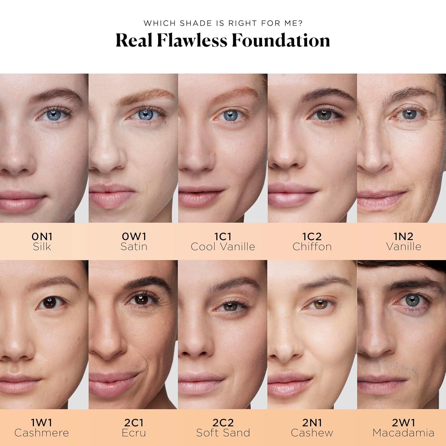 imageLaura Mercier Real Flawless Weightless Perfecting Waterproof Liquid Foundation MediumBuildable Coverage 12 HR FadeProof Wear Hydrating NonComedogenic 0N1 Silk  Foundation Brush Bundle