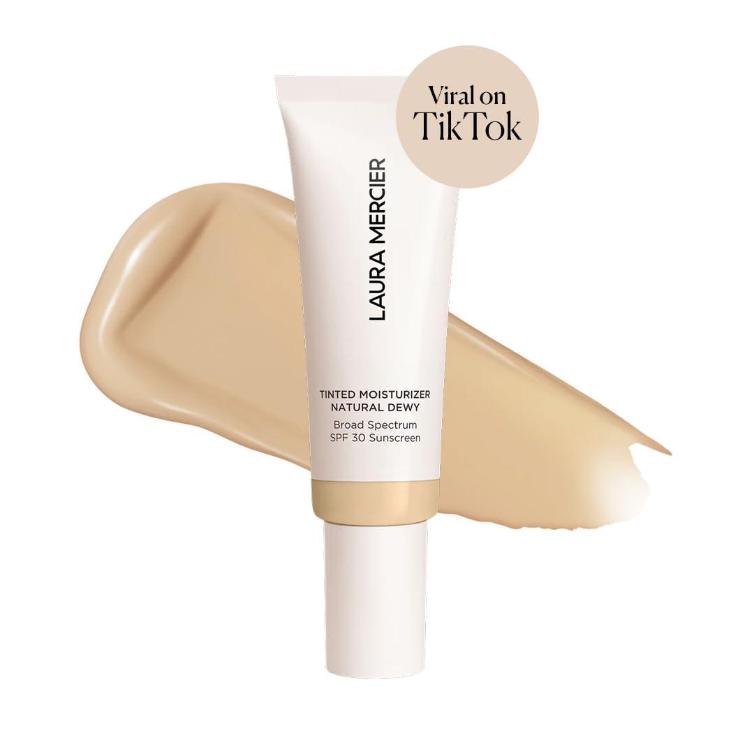 imageLaura Mercier Tinted Moisturizer Natural Dewy with SPF 30 24HR Hydration Long Lasting Sheer to Light Buildable Coverage Dewy Finish Improve Skin Tone and Texture Skin Tint1N Birch Fair with neutral undertones