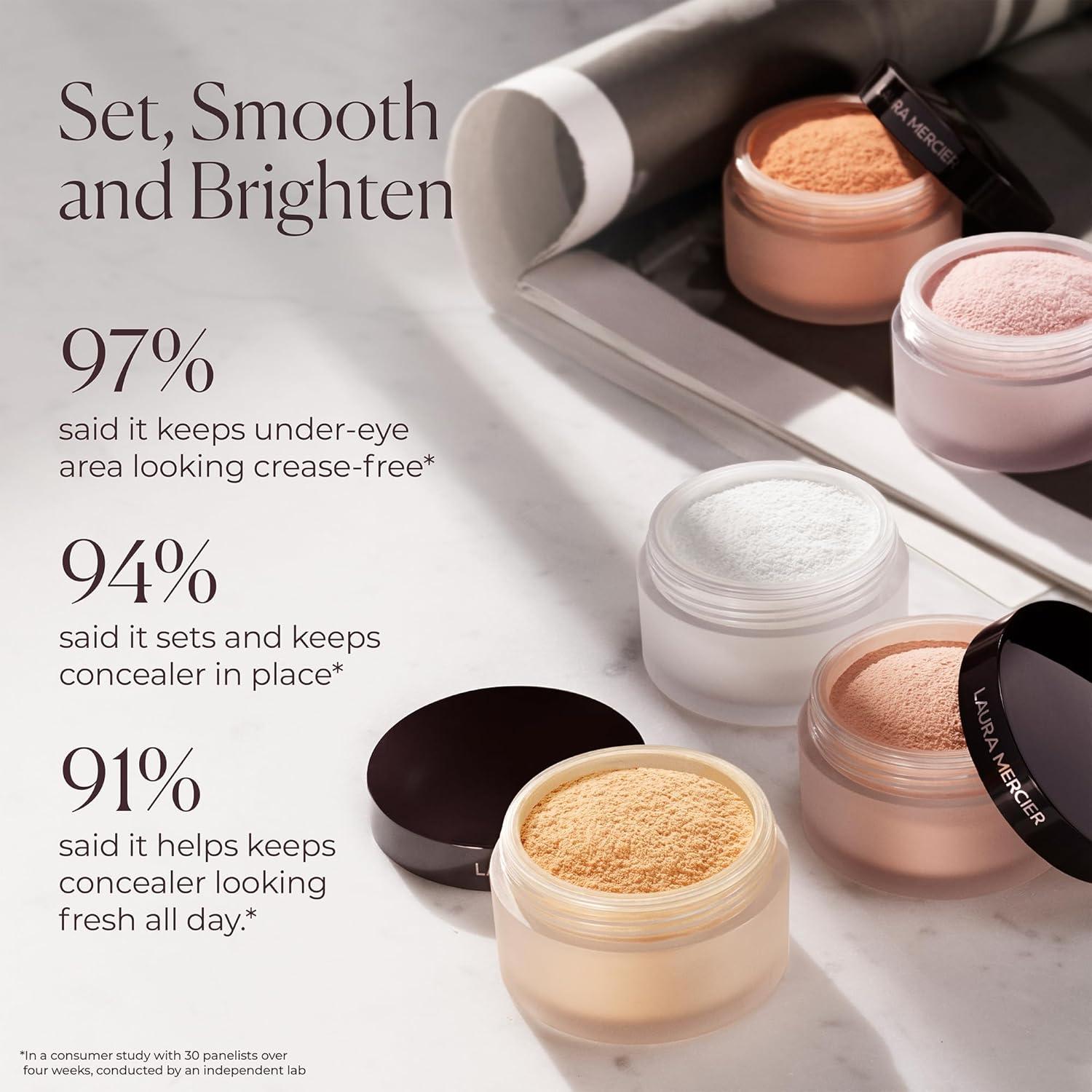 imageLaura Mercier Translucent Loose Setting Powder in Shade Translucent and Secret Brightening Color Correcting Powder for Under Eyes in Shade Soft Pink Bundle