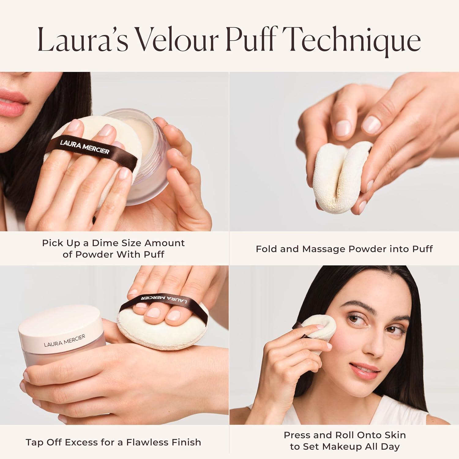 imageLaura Mercier Velour Puff Perfect for Translucent Loose Setting Powder Use to Set Makeup Designed for Expert Application 100 CottonFull Size Pack of 1