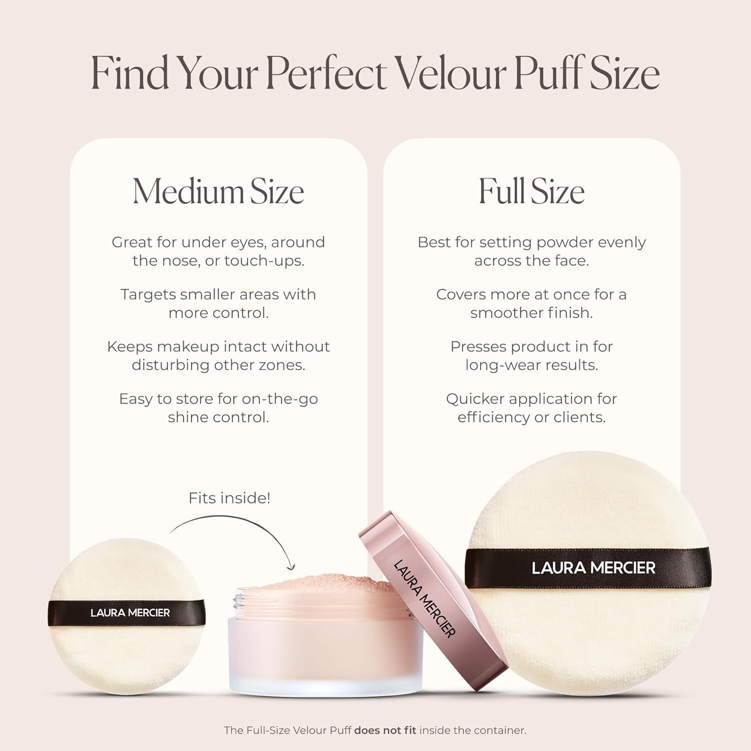 imageLaura Mercier Velour Puff Perfect for Translucent Loose Setting Powder Use to Set Makeup Designed for Expert Application 100 CottonMedium Size Pack of 2