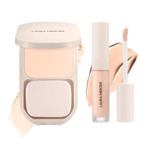 Laura Mercier Real Flawless Feather Matte Powder Foundation, Shade 0N Chantilly, and Real Flawless Weightless Perfecting Serum Concealer, Shade 0N1, Bundle