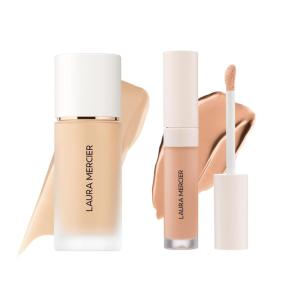 Laura Mercier Real Flawless Waterproof Liquid Foundation, 12 HR Fade-Proof Wear, Hydrating, 2N1 Cashew + Real Flawless Weightless Perfecting Serum Concealer, 16HR Crease-Proof Wear, 2N1 Bundle