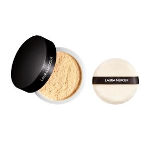 Laura Mercier Translucent Loose Setting Powder in Shade Translucent Honey: 24 HR Shine Control, Soft Matte Finish, Best for Normal to Oily Skin, For Medium Skin Tones + Velour Puff Bundle