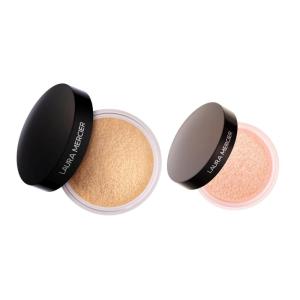 Laura Mercier Translucent Loose Setting Powder in Shade Translucent Honey and Secret Brightening Color Correcting Powder for Under Eyes in Shade Peach Bundle
