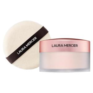 Laura Mercier Translucent Loose Talc-Free Setting Powder Ultra-Blur in Tone-Up Rose: Natural & Blurring Finish, Hyaluronic Acid Infused, For Enlivening Fair to Medium Skin Tones + Velour Puff Bundle