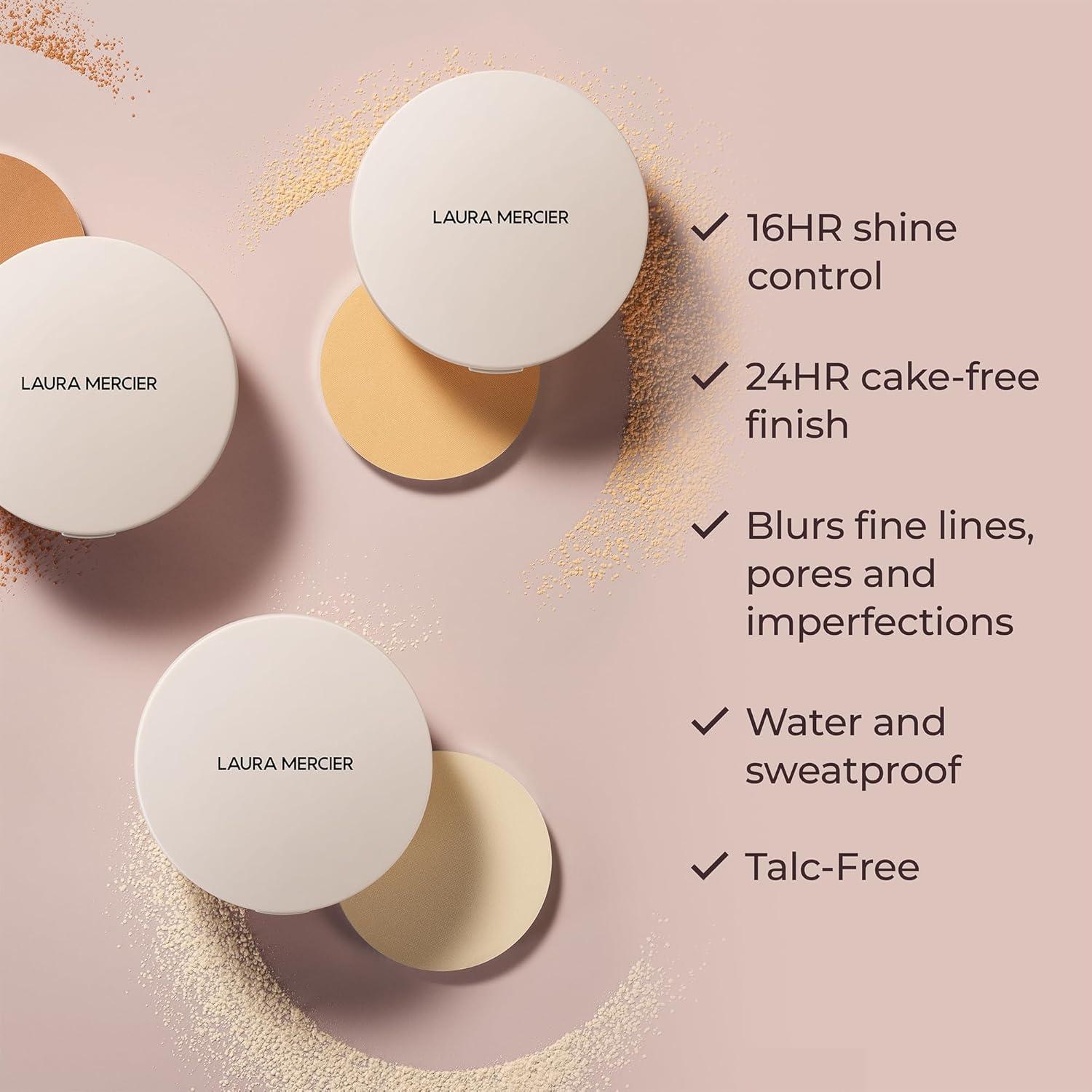 imageLaura Mercier UltraBlur TalcFree Waterproof Translucent Pressed Setting Powder 16HR Weightless Wear and Shine Control Hyaluronic Acid Infused for 24HR Hydration Natural Finish Includes PuffTranslucent Honey