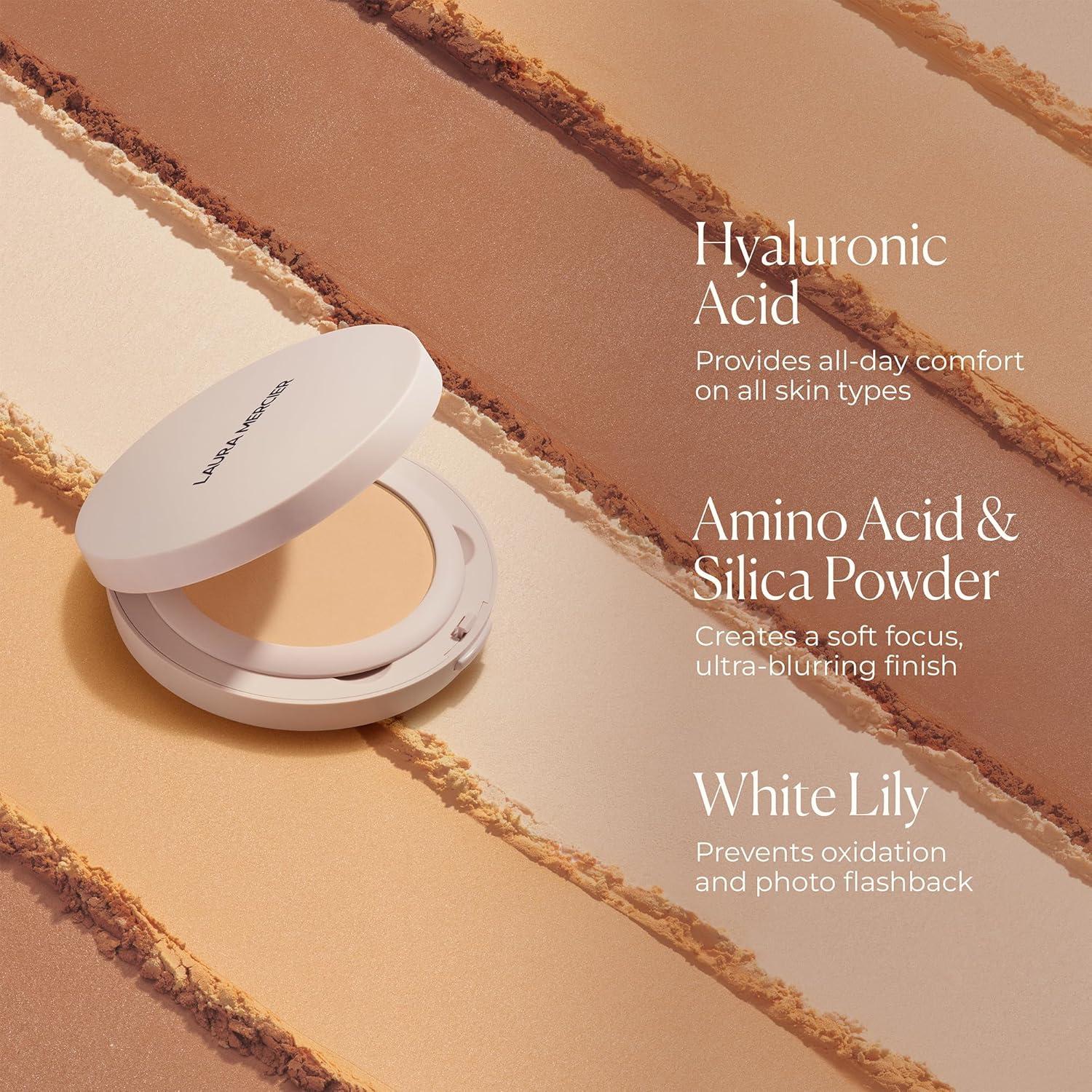 imageLaura Mercier UltraBlur TalcFree Waterproof Translucent Pressed Setting Powder 16HR Weightless Wear and Shine Control Hyaluronic Acid Infused for 24HR Hydration Natural Finish Includes PuffTranslucent Honey