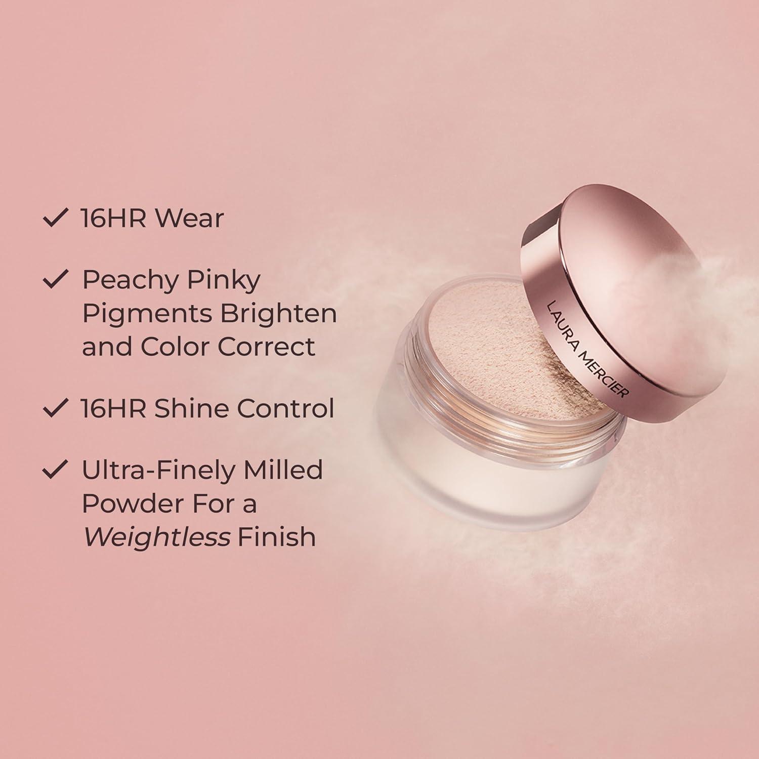 imageLaura Mercier Translucent Loose Setting Powder in Shade ToneUp Rose 24 HR Shine Control Soft Matte Finish Best for Normal to Oily Skin For Enlivening Fair to Medium Skintones Velour Puff Bundle