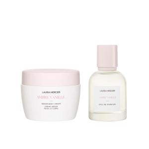 Laura Mercier Luxe Serum Body Cream and Eau de Parfum Bundle, 48HR Hydration, Improves Skin Barrier, French Inspired Scent, Ambre Vanille