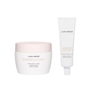 Laura Mercier Luxe Serum Body Cream and Hand Cream Bundle, Long Lasting Hydration, Infused with Shea Butter, French Inspired Scent, Almond Coconut