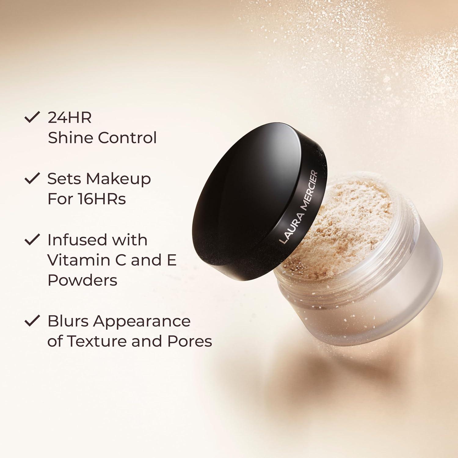 imageLaura Mercier Translucent Loose Setting Powder in Shade Medium Deep and Hydrating Setting Spray UltraBlur 24HR Shine Control Hyaluronic Acid Infused Bundle