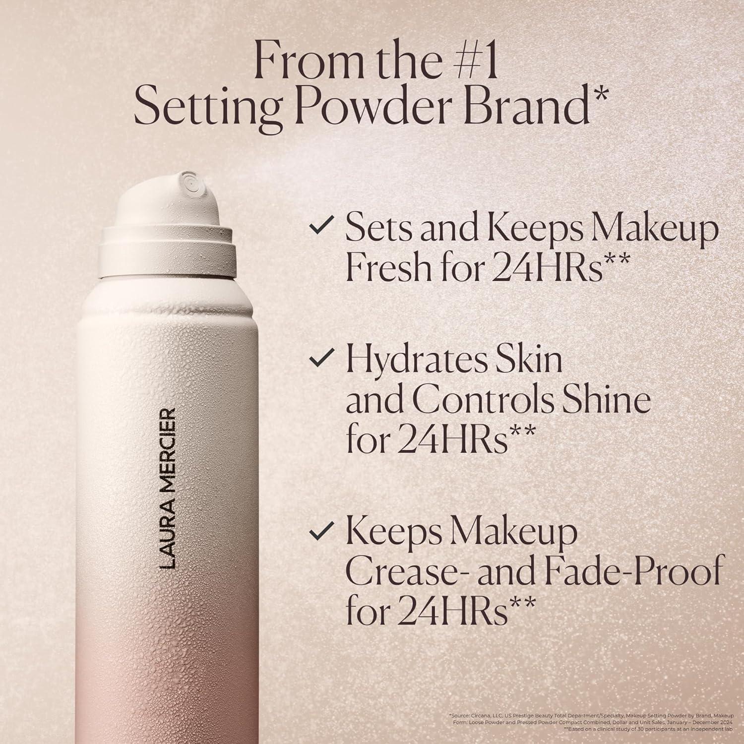 imageLaura Mercier Translucent Loose Setting Powder in Shade Medium Deep and Hydrating Setting Spray UltraBlur 24HR Shine Control Hyaluronic Acid Infused Bundle