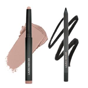 Laura Mercier Caviar Stick Cream Eyeshadow, Matte Finish, 24HR Wear, Blendable and Buildable, Shade Au Natural + Caviar Tightline Eyeliner, Gel-like Hydrating Formula, Shade Tuxedo Bundle