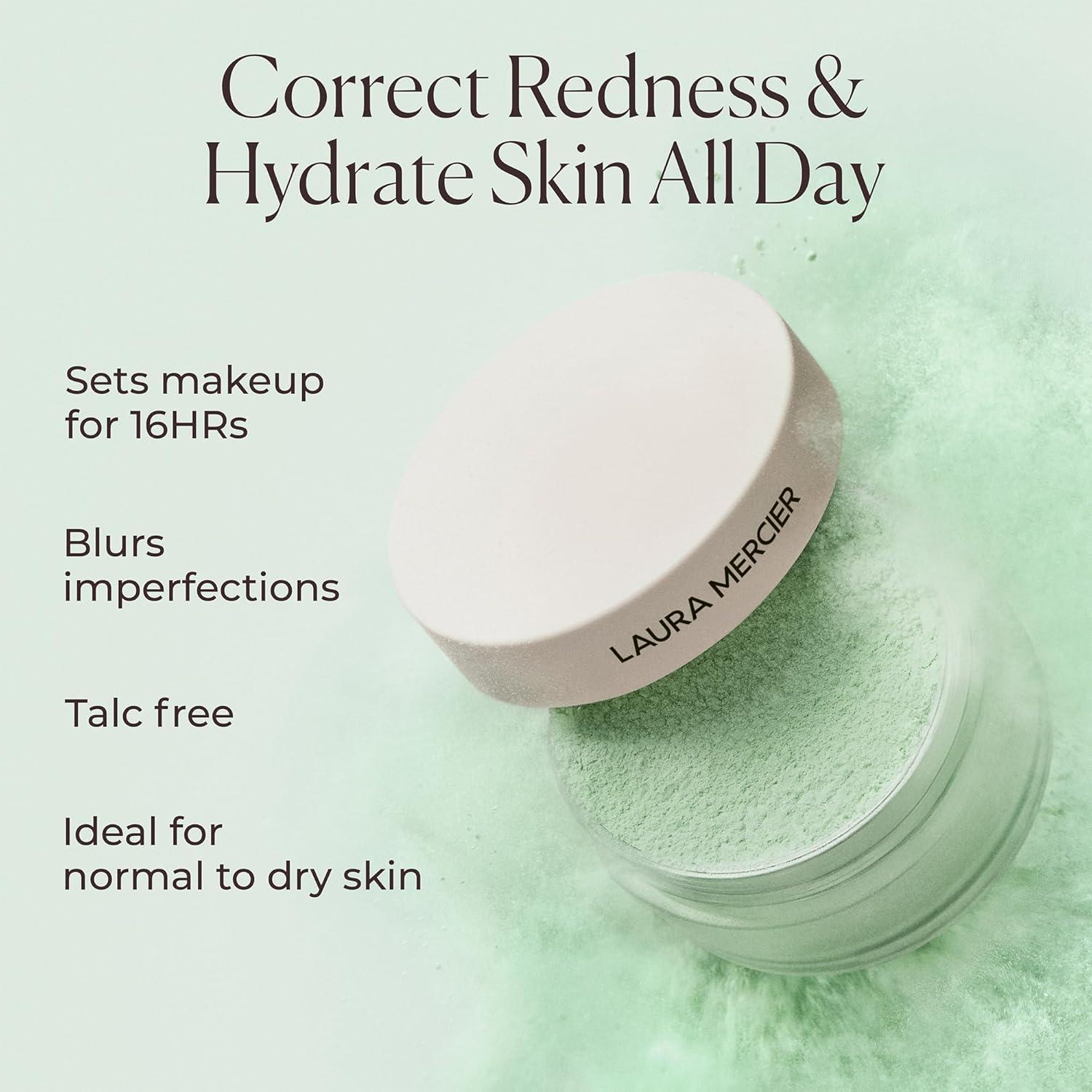 image:imageLaura Mercier Translucent Loose TalcFree Setting Powder UltraBlur 16HR Hydrating Wear Natural Finish Hyaluronic AcidInfused Normal to Dry amp Mature Skin Mint Green Shade Color Corrects RednessMint