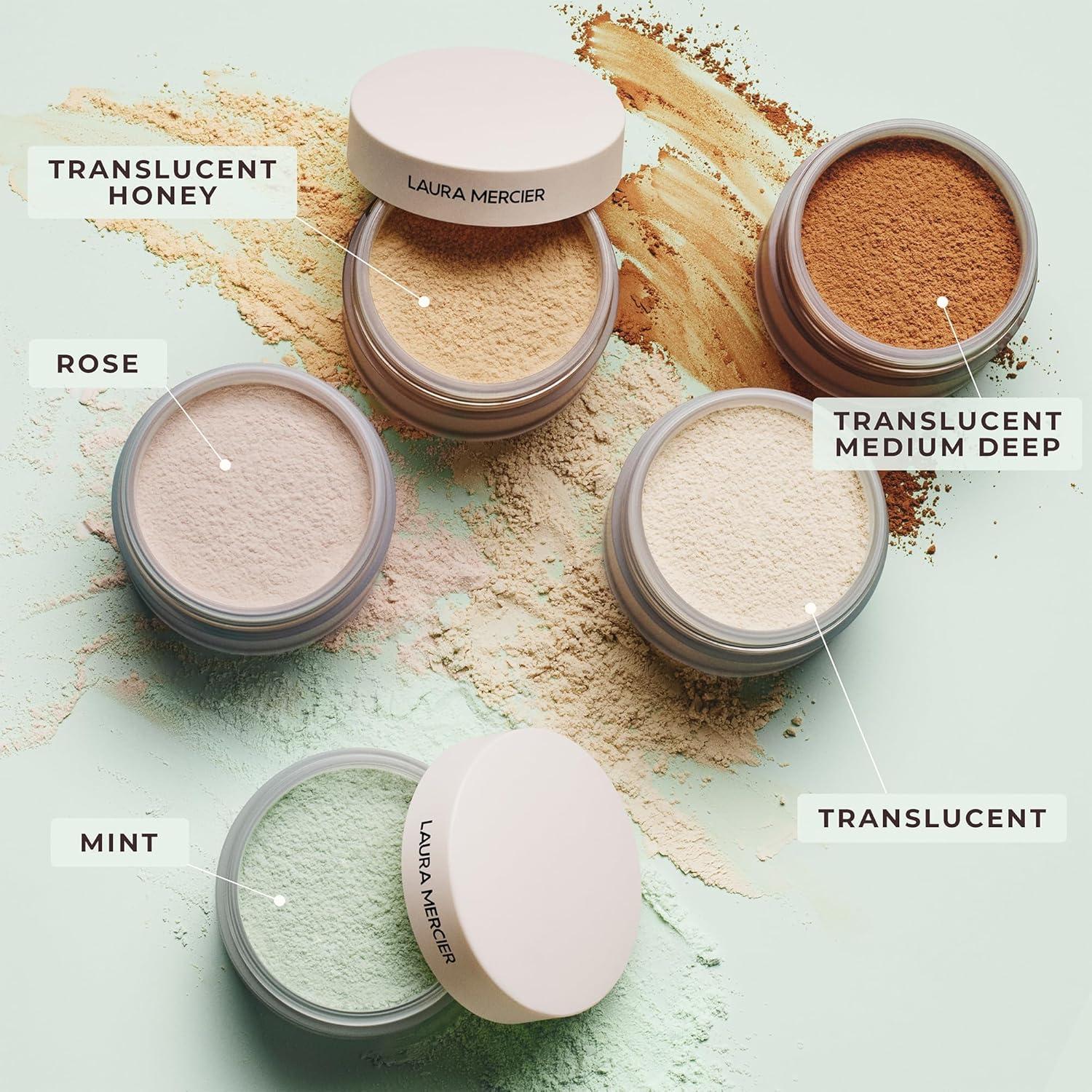 image:imageLaura Mercier Translucent Loose TalcFree Setting Powder UltraBlur 16HR Hydrating Wear Natural Finish Hyaluronic AcidInfused Normal to Dry amp Mature Skin Mint Green Shade Color Corrects RednessMint