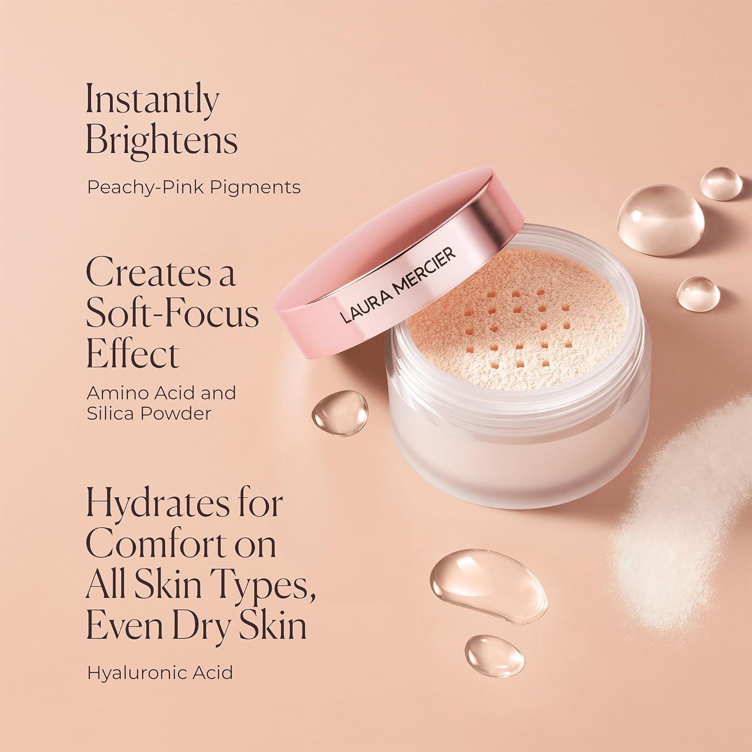 image:imageLaura Mercier Translucent Loose TalcFree Setting Powder UltraBlur 16HR Hydrating Wear Natural Finish Hyaluronic AcidInfused Normal to Dry amp Mature Skin Mint Green Shade Color Corrects RednessToneUp Rose