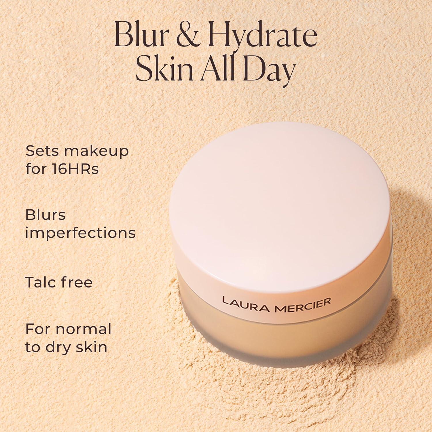 image:imageLaura Mercier Translucent Loose TalcFree Setting Powder UltraBlur 16HR Hydrating Wear Natural Finish Hyaluronic AcidInfused Normal to Dry amp Mature Skin Mint Green Shade Color Corrects RednessTranslucent Medium Deep