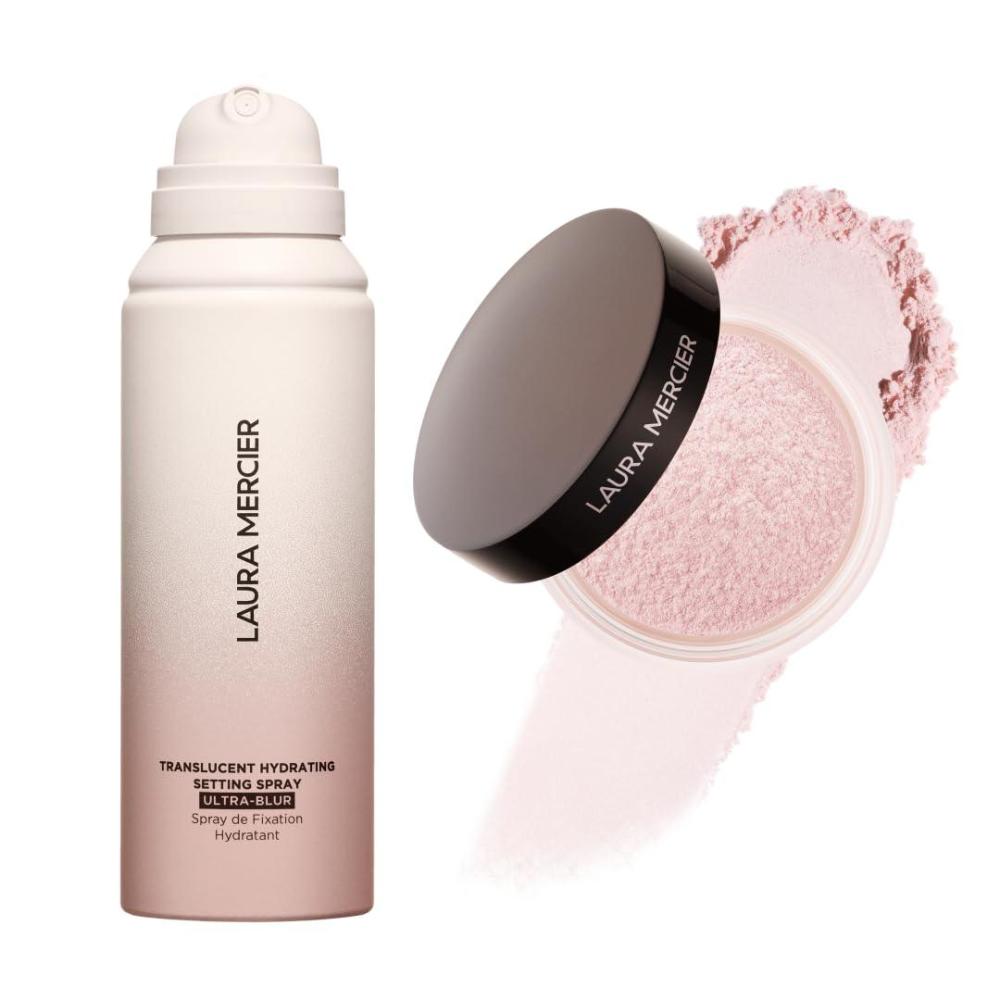 image:imageLaura Mercier Secret Brightening UnderEye Loose Setting Powder Color Correct Discoloration and Translucent Hydrating Setting Spray UltraBlur 24HR Shine Control Infused with Hyaluronic Acid Bundle